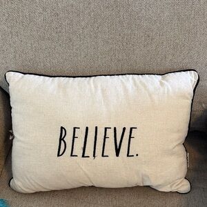 Rae Dunn Cream and Black 'Believe' Accent Pillow